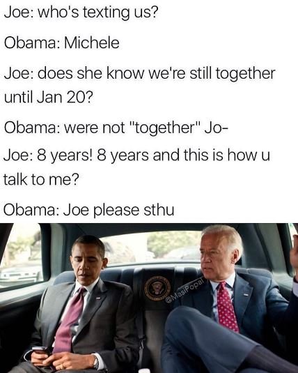 Joe who's texting us? obama michele joe does she know we're still together until