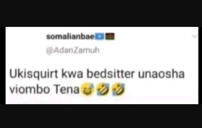 Somallanbae mdonzomuh ukisquirt kwa bedsitter unaosha viombo tena