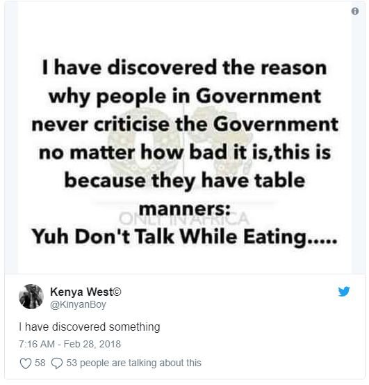 Have discovered the reason why people in government never criticise the governme