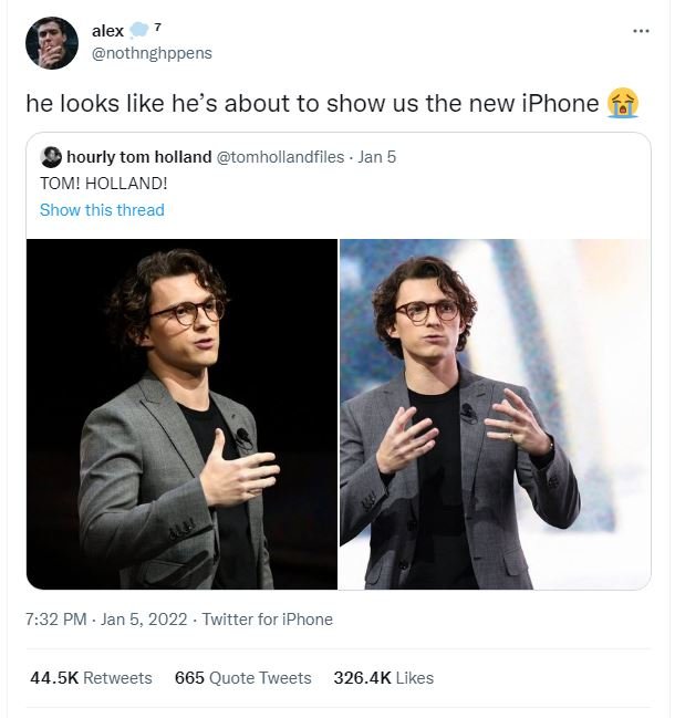 alex nothnghppens he looks like he's about to show us the new iPhone hourly tom