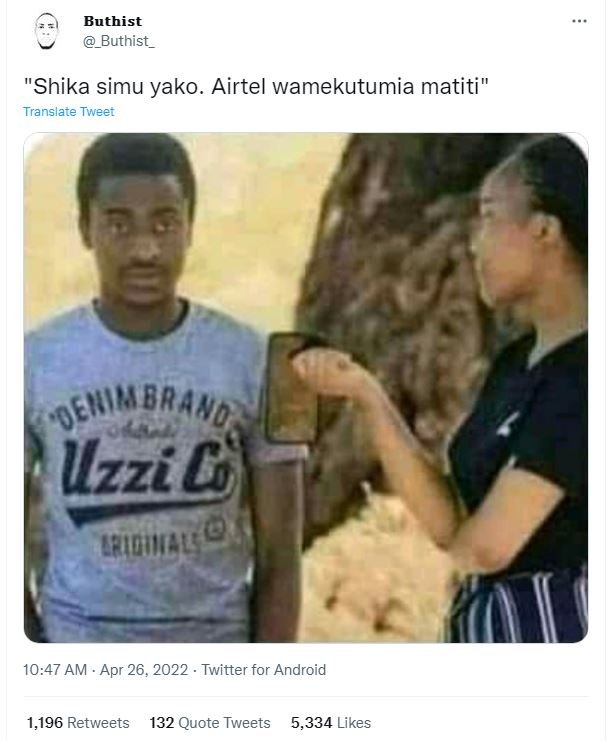 Buthist buthist_ shika simu yako. airtel wamekutumia matiti translate tweer oemi