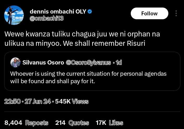 Dennis ombachi oly mbachií3 follow wewe kwanza tuliku chagua juu we ni orphan na