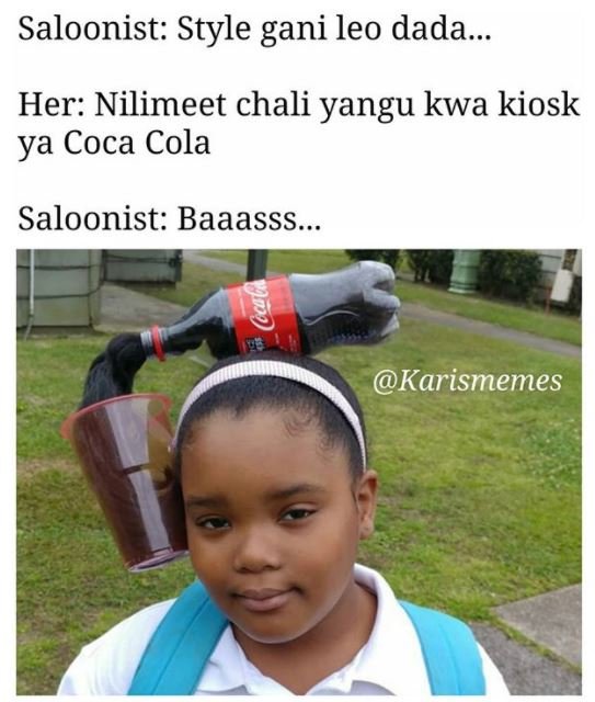 Saloonist style gani leo dada her nilimeet chali yangu kwa kiosk ya coca cola sa
