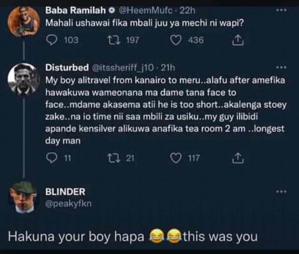 Baba ramilah heemmulc 22h mahali ushawai fika mbali juu ya mechi ni wapi? 103 u