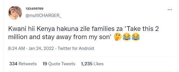 multiCHARGER_ Kwani hii Kenya hakuna zile families za Take this 2 million and st