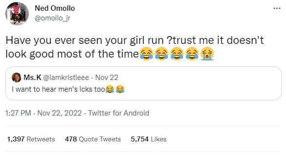 Ned omollo omollo_jr have you ever seen your girl run ?trust me it doesn't look