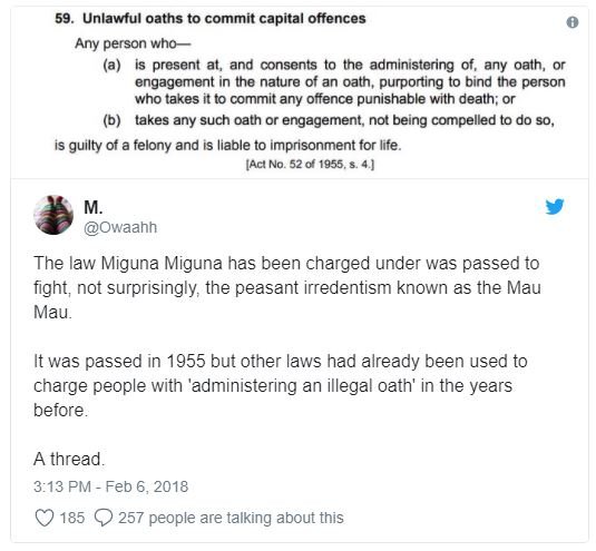 59. unlawful oaths to commit capital offences any person who present at, and con