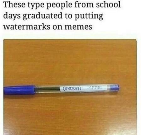 These type people from school days graduated to putting watermarks on memes omc