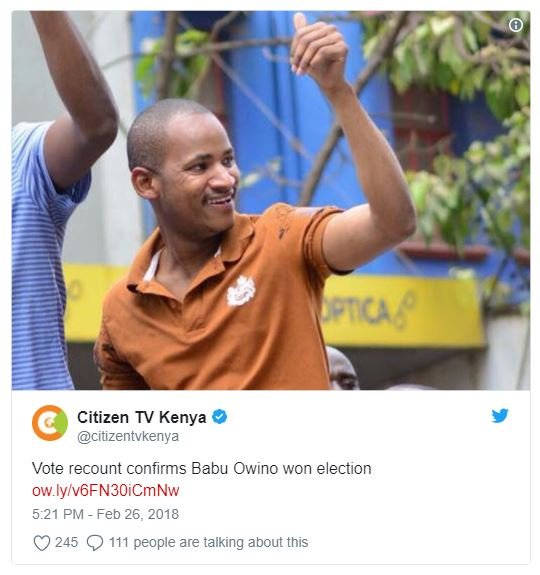 Enca citizen tv kenya ciuzentvkenya vote recount confirms babu owino won electio
