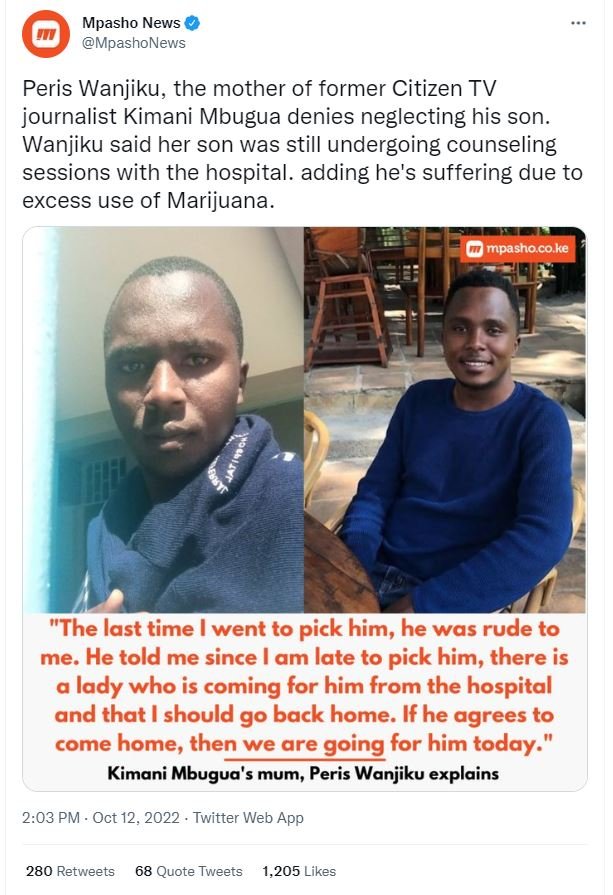 Mpasho news mpashonews peris wanjiku, the mother of former citizen tv journalist