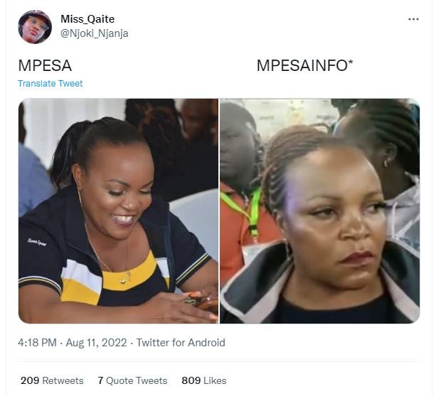 Miss_qaite njoki_njanja mpesa translare tweet mpesainfo 4.18 pm . aug 11, twitte