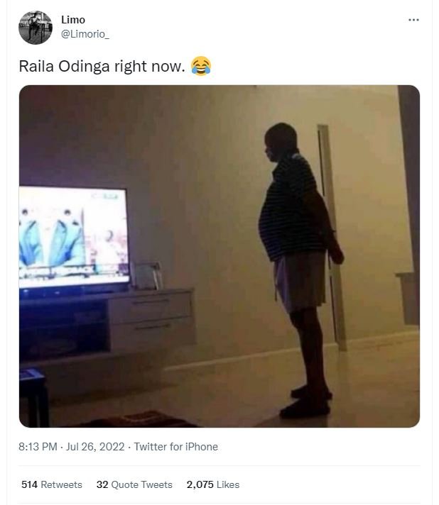 Limo limorio _ raila odinga right now. 813 pm jul 26, twitter for iphone 514 ret