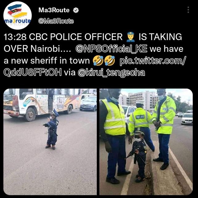 Ma3route route magroute 13.28 cbc police officer is taking over nairobi. npsoffi