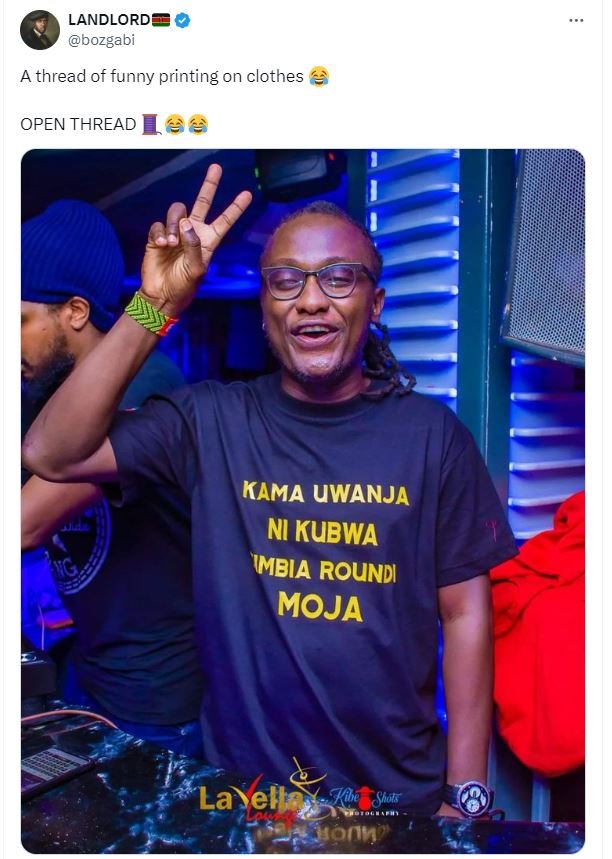 Landlord bozgabi a thread of funny printing on clothes open thread 6 kama uwanja