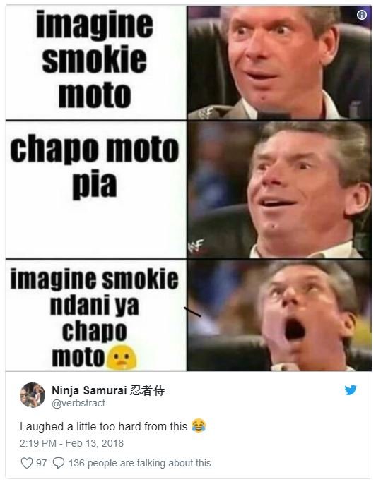 Imagine smokie moto chapo moto pia imagine smokie ndani ya chapo moto ninja samu