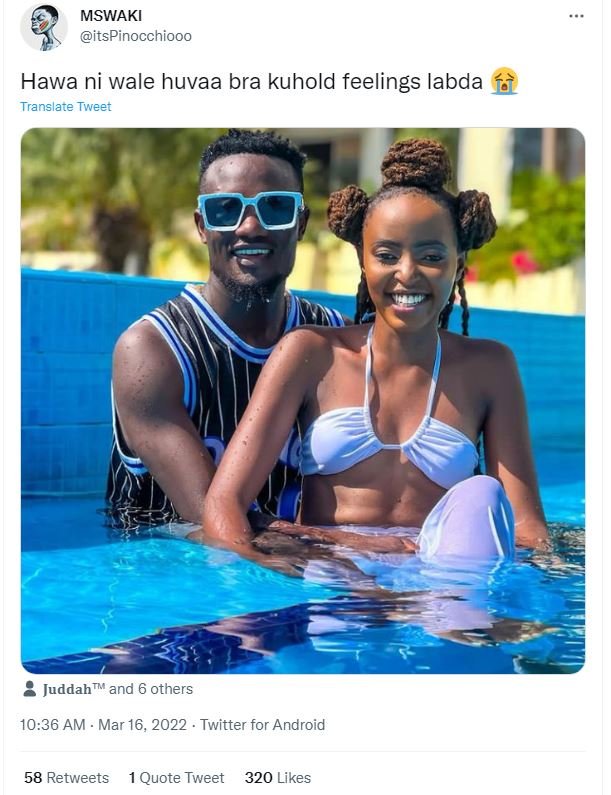 Mswaki itspinocchiooo hawa ni wale huvaa bra kuhold feelings labda translate twe