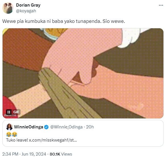 Dorian gray koyagah wewe pia kumbuka ni baba yako tunapenda. sio wewe. gif winni