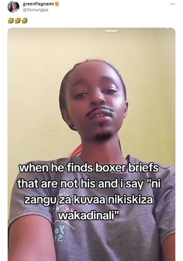 Greenflagnami itsmungaa 999 whenhe finds boxerbriefs that are nothis andisay ni