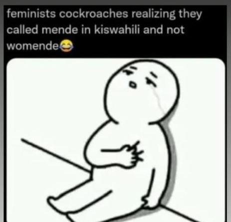Feminists cockroaches realizing they called mende in kiswahili and not womende