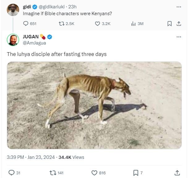 Gidi gidikariuki 23h imagine if bible characters were kenyans? 651 ll 2 5k 3.2k