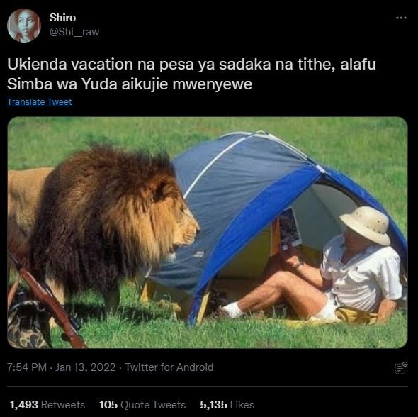 Shiro Shi_raw Ukienda vacation na pesa ya sadaka na tithe, alafu Simba wa Yuda a