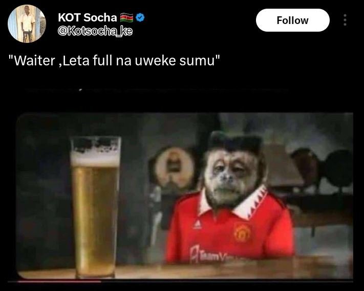 Kot socha kotsocha ke follow waiter ,leta full na uweke sumu