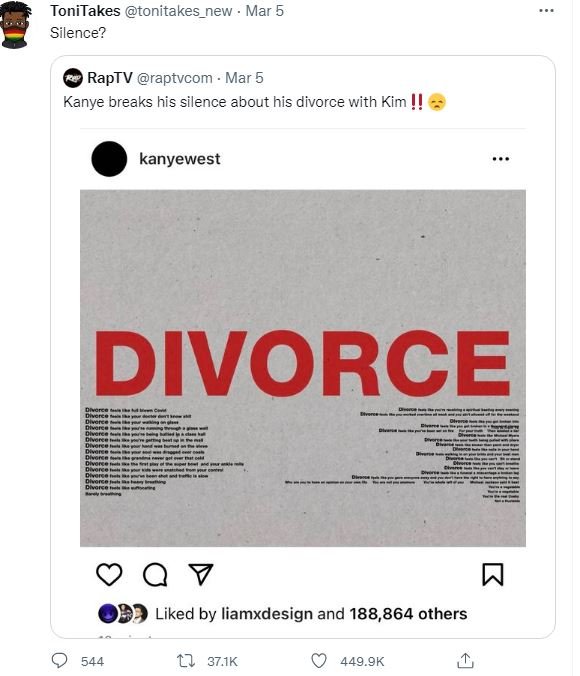 Tonitakes tonitakes_new mar 5 silence? raptv raptvcom mar 5 kanye breaks his sil