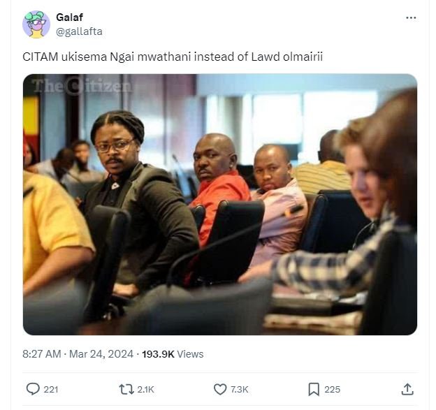 Galaf gallafta citam ukisema ngai mwathani instead of lawd olmairii the clitize