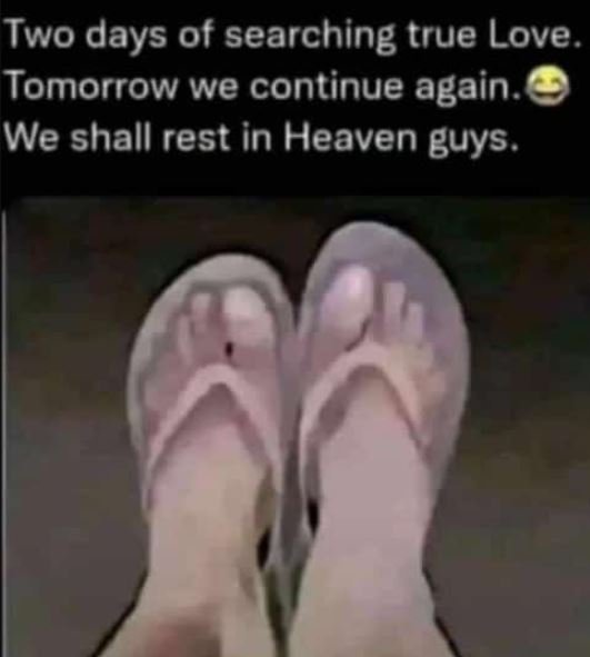 Two days of searching true love. tomorrow we continue again. we shall rest in he