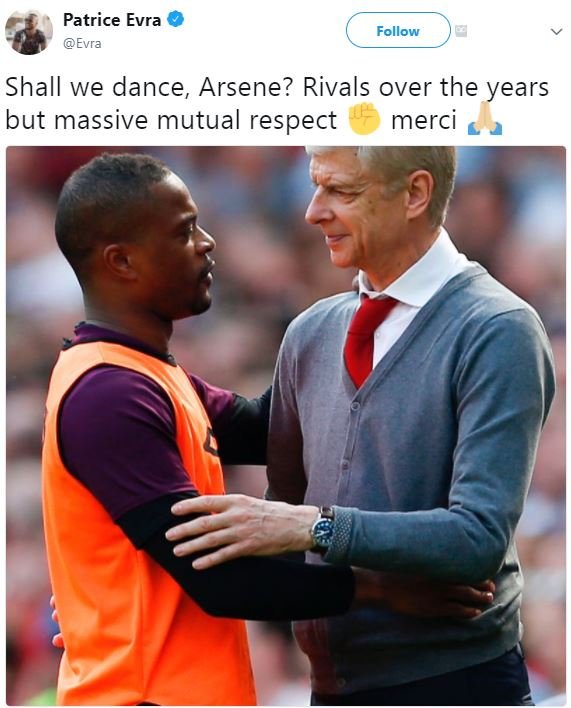 Patrice evra evra follow shall we dance, arsene? rivals over the years but massi