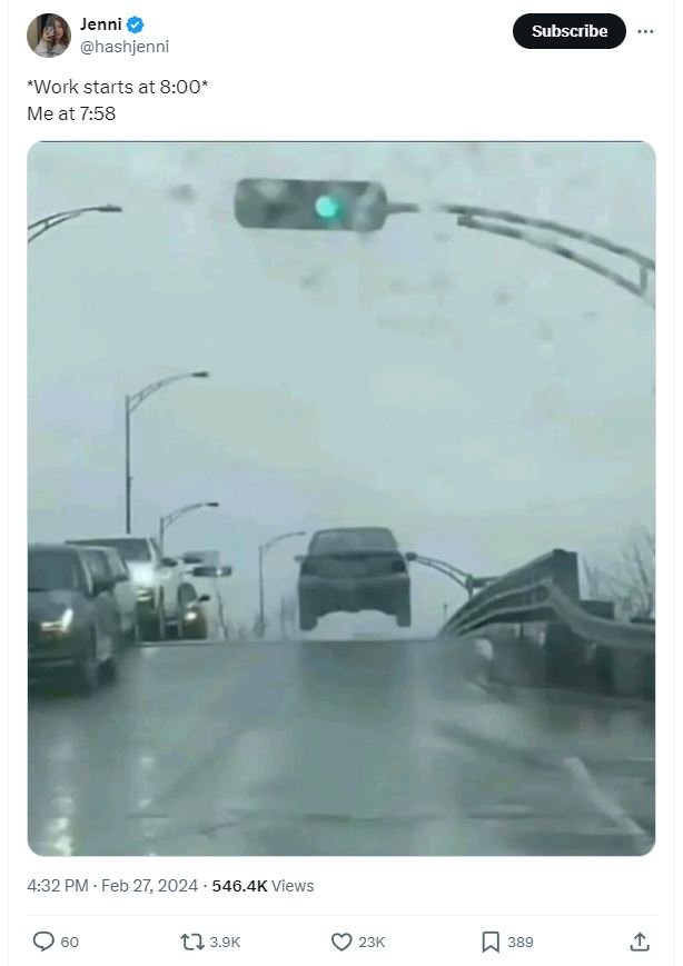 Jenni hashjenni subscribe 'work starts at 8.00 me at 7.58 4.32 pm feb 27, 546.4k