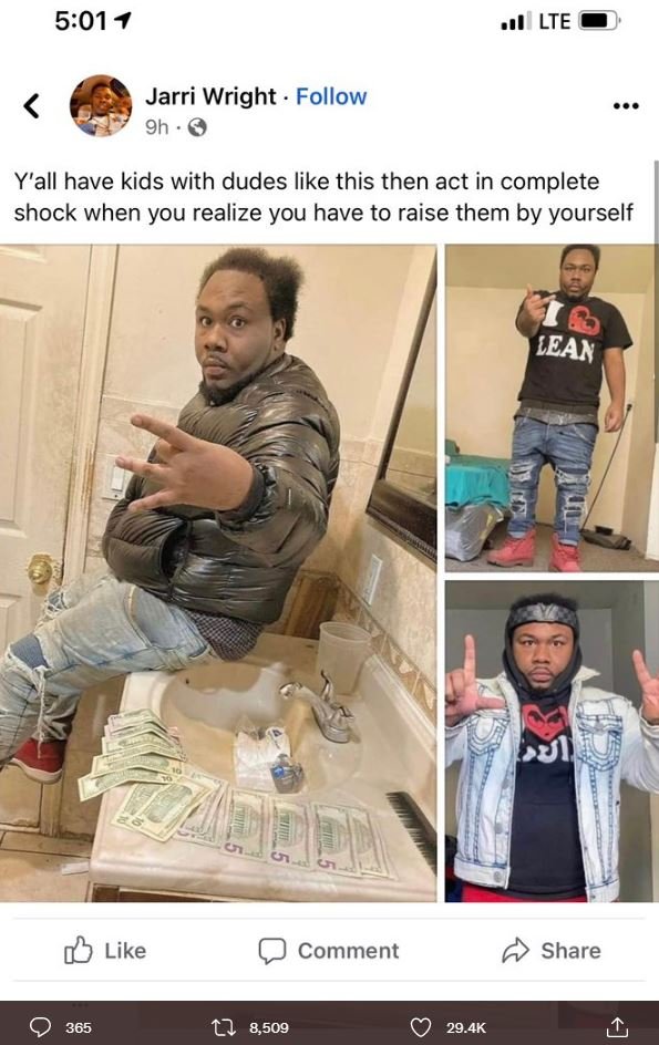 501 9 lte jarri wright . follow 9h y'all have kids with dudes like this then act