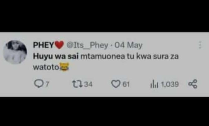 Phey its_phey 04 may huyu wa sai mtamuonea tu kwa sura za watoto 07 234 061 ilaı