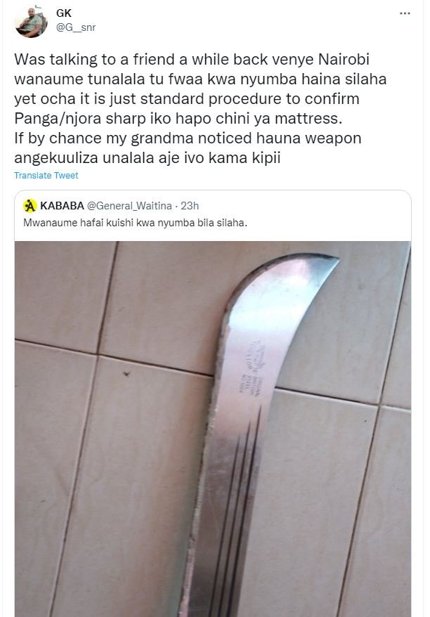 Gk snr was talking to a friend a while back venye nairobi wanaume tunalala tu fw