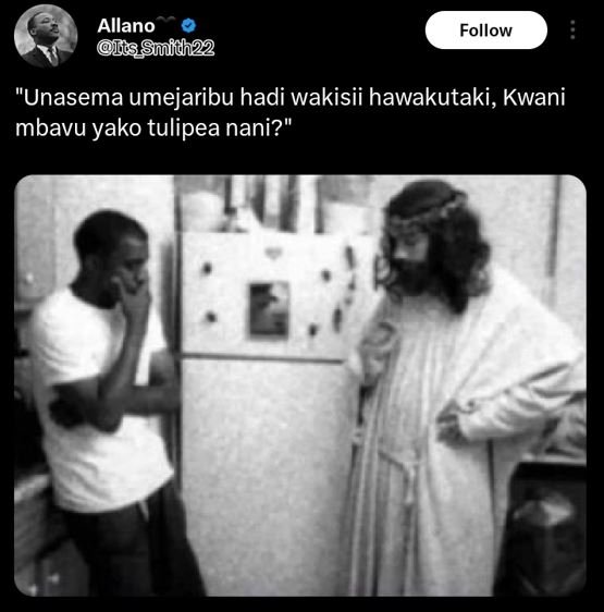 Allano issmidh22 follow unasema umejaribu hadi wakisii hawakutaki, kwani mbavu y