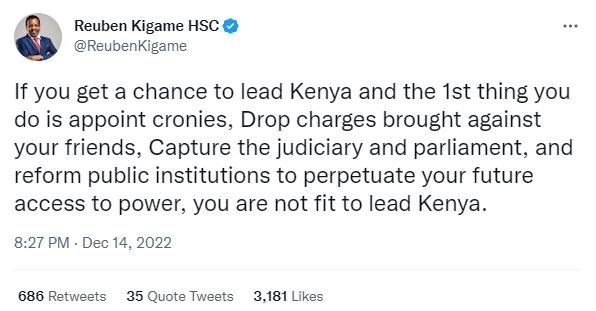 Reuben kigame hsc reubenkigame if you get a chance to lead kenya and the ist thi