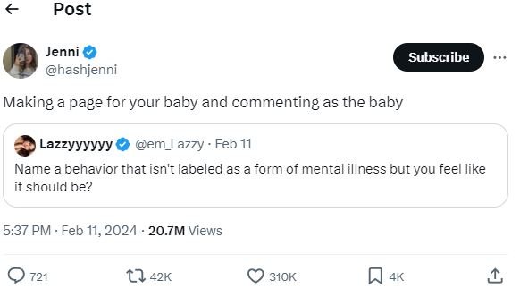 Post jenni hashjenni subscribe making a page for your baby and commenting as the