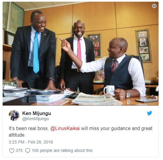 Ken mijungu kenmijungu its been real boss. linuskaikai will miss your guidance a