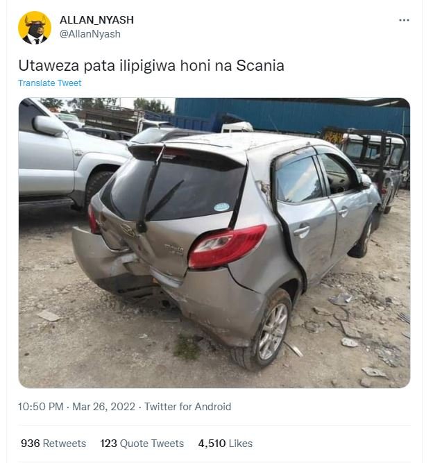 Allan_nyash allannyash utaweza pata ilipigiwa honi na scania translate tweet 10.