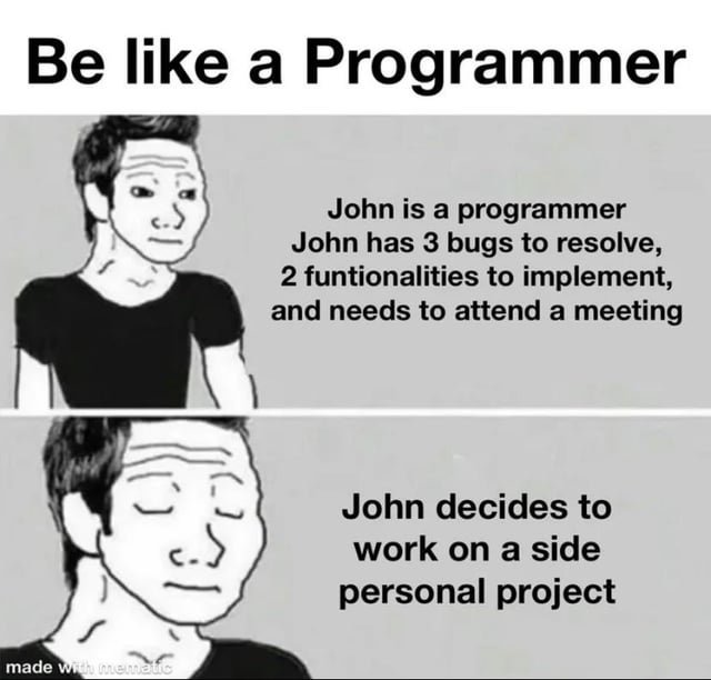 Be like a programmer john is a programmer john has 3 bugs to resolve, 2 funtiona