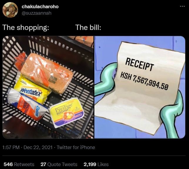 chakulacharoho suzzaannah The shopping The bill 1.57 PM . Dec 22, Twitter for iP