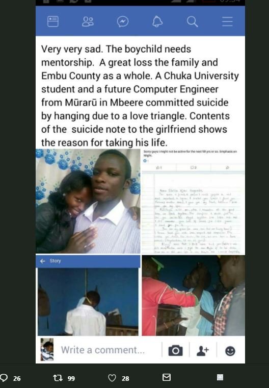 Very very sad. the boychild needs mentorship. a great loss the family and embu c
