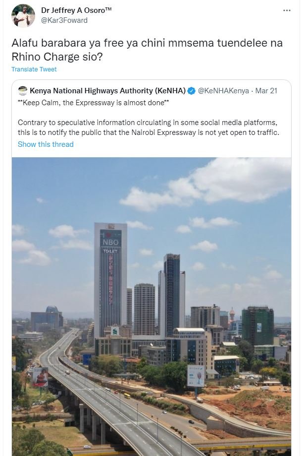 Dr jeffrey a osorotm kar3foward alafu barabara ya free ya chini mmsema tuendelee