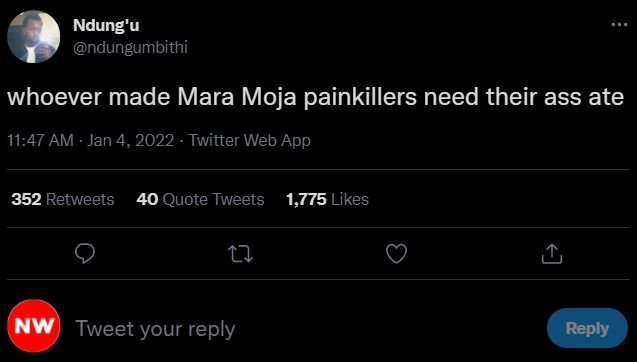 Ndung'u ndungumbithi whoever made Mara Moja painkillers need their ass ate 11.47