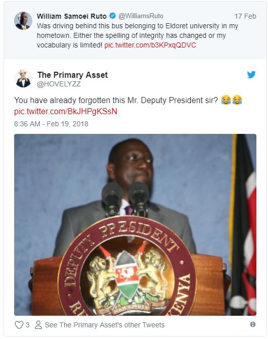 William samoei ruto williamsruto 17 feb was driving behind this bus belonging to