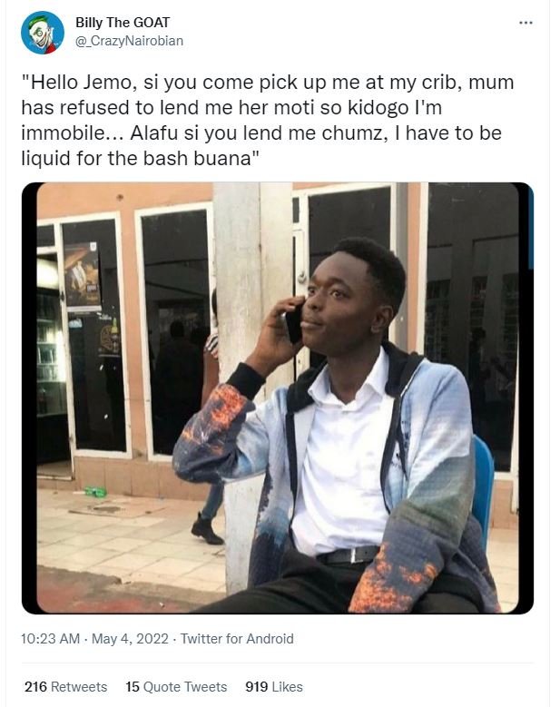 Billy the goat crazynairobian hello jemo, si you come pick up me at my crib, mum