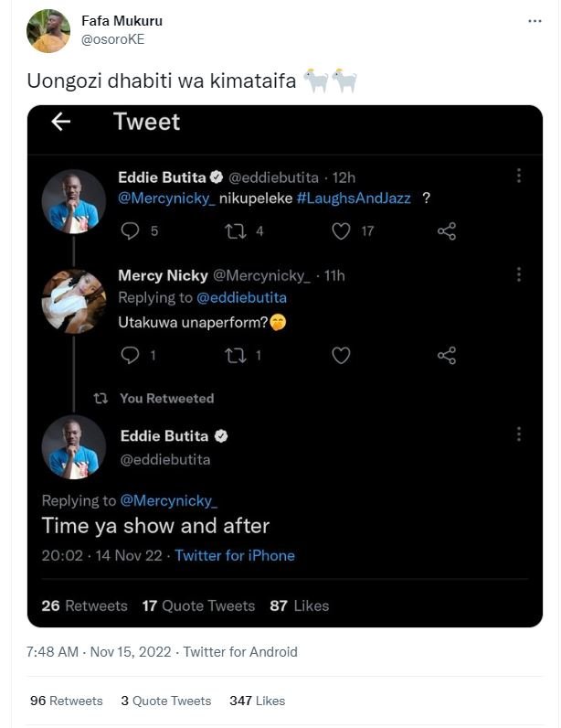 Fafa mukuru osoroke uongozi dhabiti wa kimataifa tweet eddie butita eddiebutita