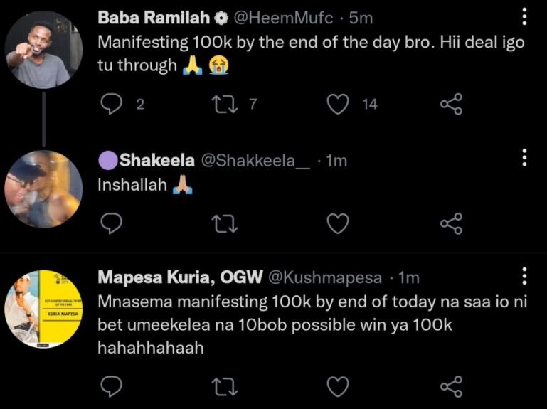 Baba Ramilah 0 HeemMufc 5m Manifesting 1OOk by the end of the day bro. Hii deal