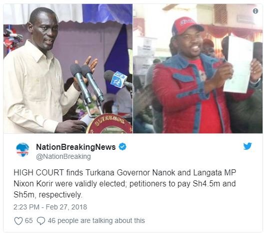 Nationbreakingnews nationbreaking high court finds turkana governor nanok and la
