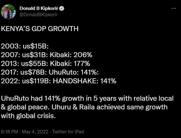 Donald b kipkorir donaldbkipkorir kenya's gdp growth us15b us831b kibaki 206 us8